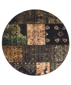 Patchwork round rug​ - Fade No.1 olive green - overzicht boven, thumbnail