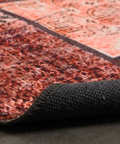 Patchwork round rug​ - Fade No.1 red/multi - close up vouw, thumbnail