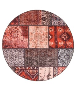 Patchwork round rug​ - Fade No.1 red/multi - overzicht boven