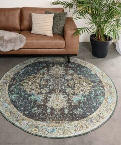 Vintage round rug - Fade No.2 green - sfeer