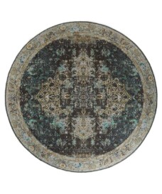 Vintage round rug - Fade No.2 green - overzicht boven, thumbnail