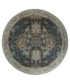 Vintage round rug - Fade No.2 green - overzicht boven