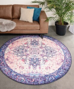 Vintage round rug - Fade No.2 multi - sfeer