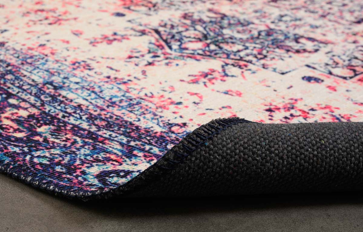 Vintage round rug - Fade No.2 multi - close up vouw Vintage round rug - Fade No.2 multi - close up vouw