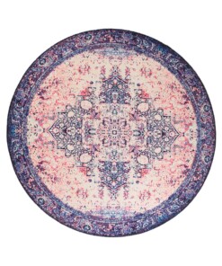 Vintage round rug - Fade No.2 multi - overzicht boven