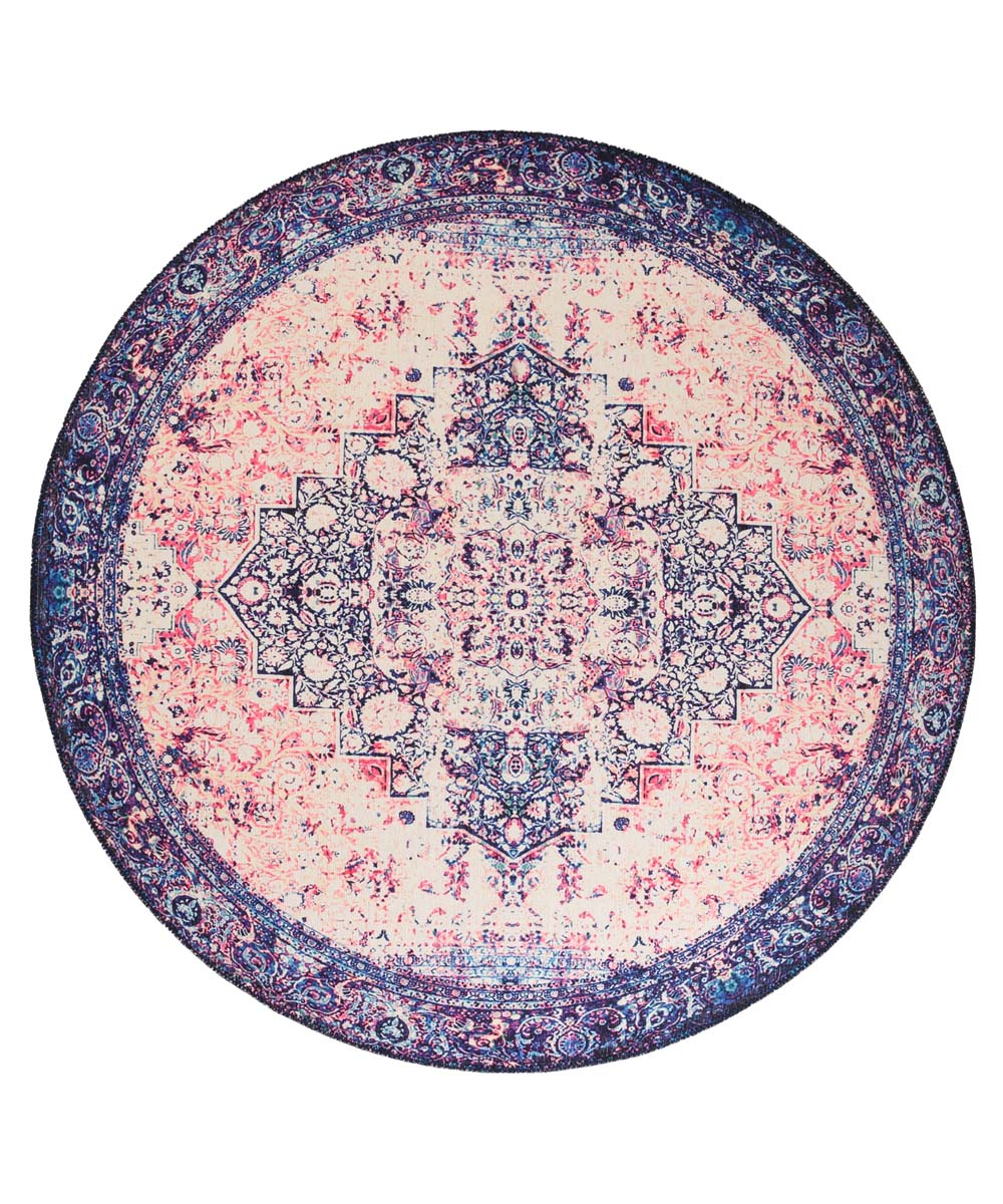 Vintage round rug - Fade No.2 multi - overzicht boven Vintage round rug - Fade No.2 multi - overzicht boven