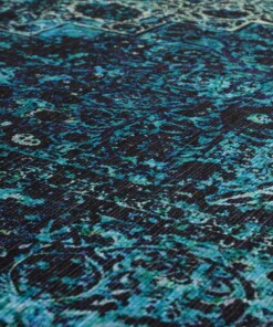 Vintage round rug - Fade No.2 blue - close up materiaal, thumbnail