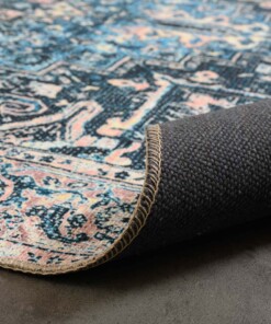 Vintage rug - Fade No.3 blue/orange - close up vouw, thumbnail