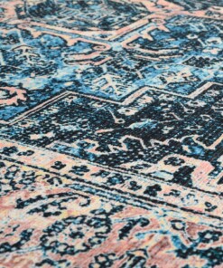 Vintage rug - Fade No.3 blue/orange - close up materiaal, thumbnail