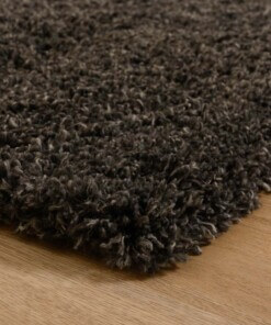 Square thick rug - Cozy Shaggy dark grey - close up, thumbnail