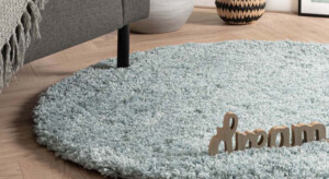 Round blue rugs
