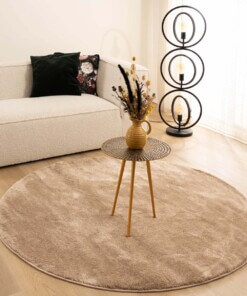 Round velvet rug - Flair beige