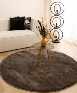 Round velvet rug - Flair taupe