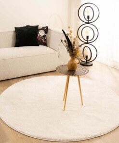 Round velvet rug - Flair white