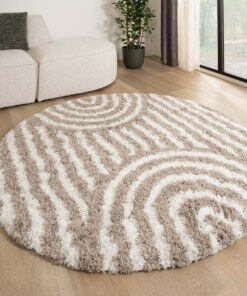 Round Scandinavian rug - Cozy Arch beige