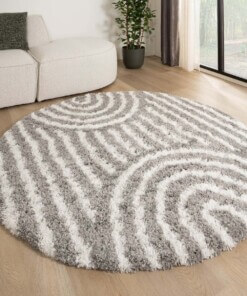 Round Scandinavian rug - Cozy Arch light grey
