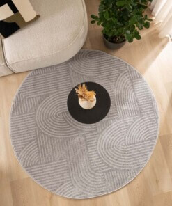 Round Scandinavian rug - Contour Bend grey