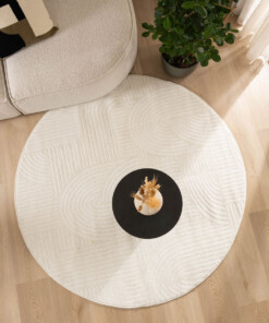 Round Scandinavian rug - Contour Bend cream