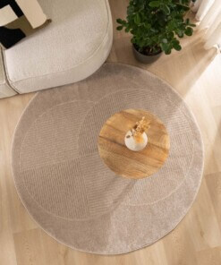 Round Scandinavian rug - Contour Circle beige