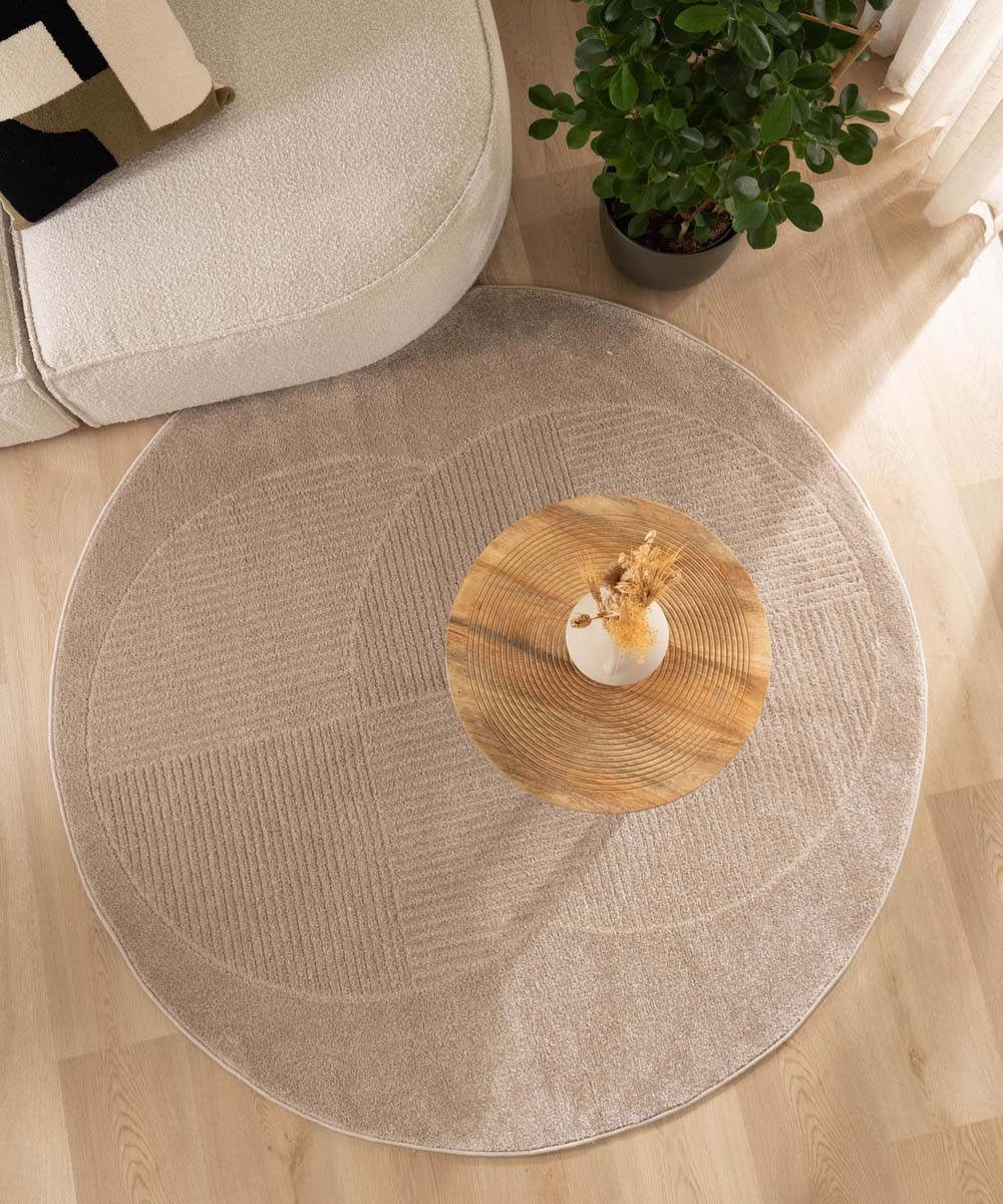 Round Scandinavian rug - Contour Circle beige Round Scandinavian rug - Contour Circle beige