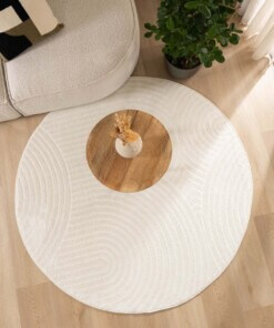 Round Scandinavian rug - Contour Curve cream