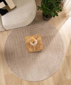 Round Scandinavian rug - Contour Edge beige