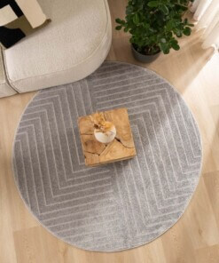 Round Scandinavian rug - Contour Edge grey