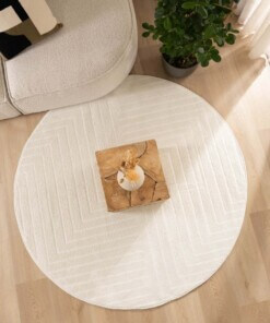 Round Scandinavian Rug - Contour Edge Cream