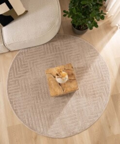 Round Scandinavian Rug - Contour Gem Beige