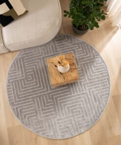 Round Scandinavian Rug - Contour Gem Grey