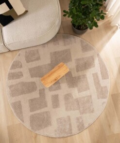 Round Scandinavian Rug - Contour Stone Beige