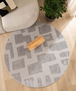 Round Scandinavian Rug - Contour Stone Grey