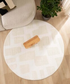 Round Scandinavian Rug - Contour Stone Cream