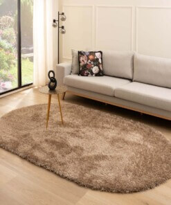 Oval Thick Velvet Rug - Posh Beige