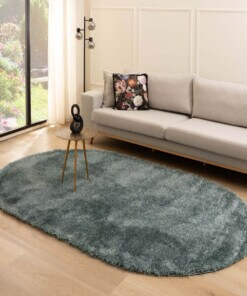 Oval velvet rug - Posh blue