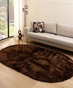 Oval velvet rug - Posh dark brown