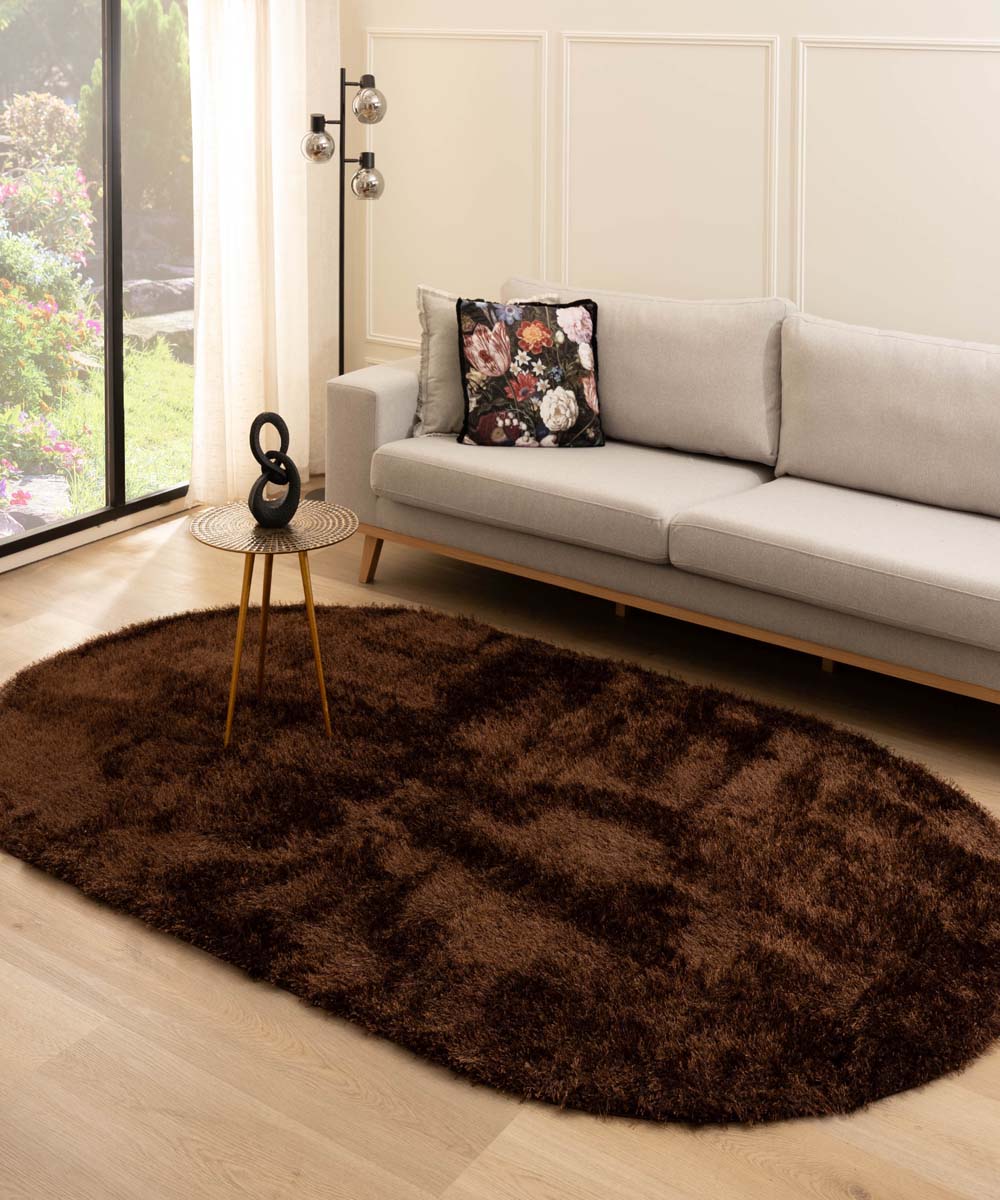 Oval velvet rug - Posh dark brown Oval velvet rug - Posh dark brown