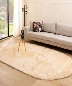 Oval velvet rug - Posh champagne