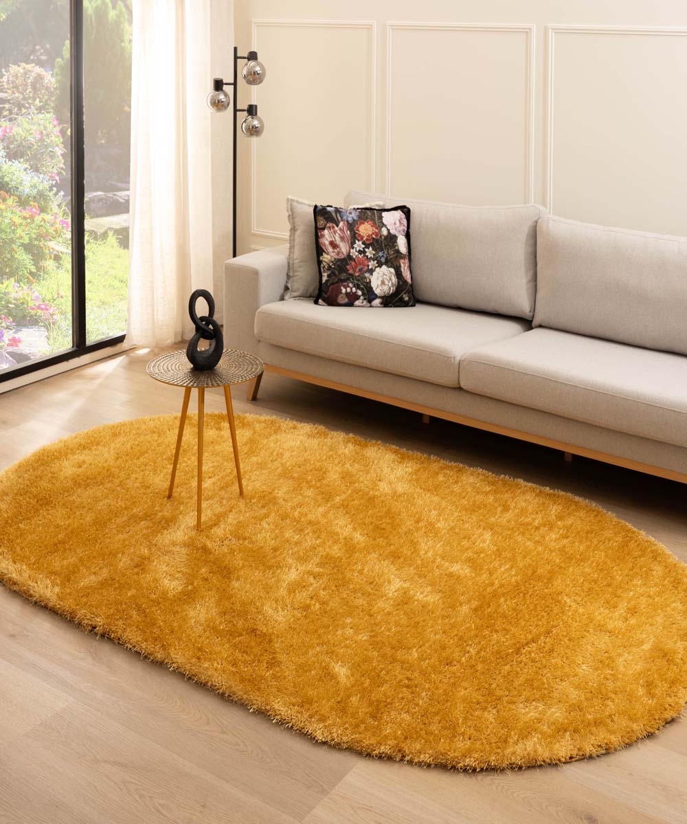 Oval velvet rug - Posh gold Oval velvet rug - Posh gold