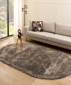 Oval velvet rug - Posh grey