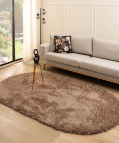 Oval velvet rug - Posh brown