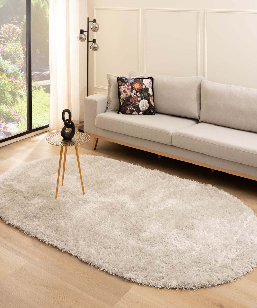 Oval velvet rug - Posh light silver Oval velvet rug - Posh light silver