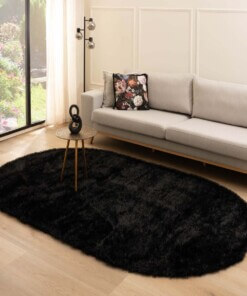 Oval velvet rug - Posh black