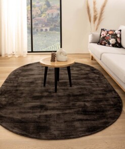 Oval viscose rug - Glamour dark brown