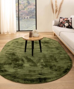 Oval viscose rug - Glamour green