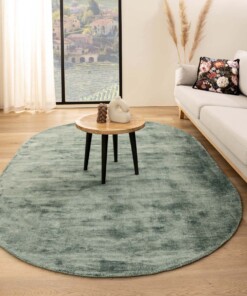 Oval viscose rug - Glamour azure blue