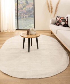 Oval viscose rug - Glamour white