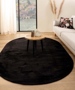 Oval viscose rug - Glamour black