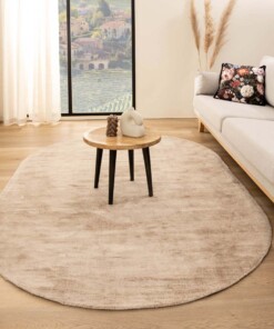Oval viscose rug - Glamour beige