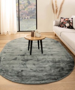 Oval viscose rug - Glamour blue